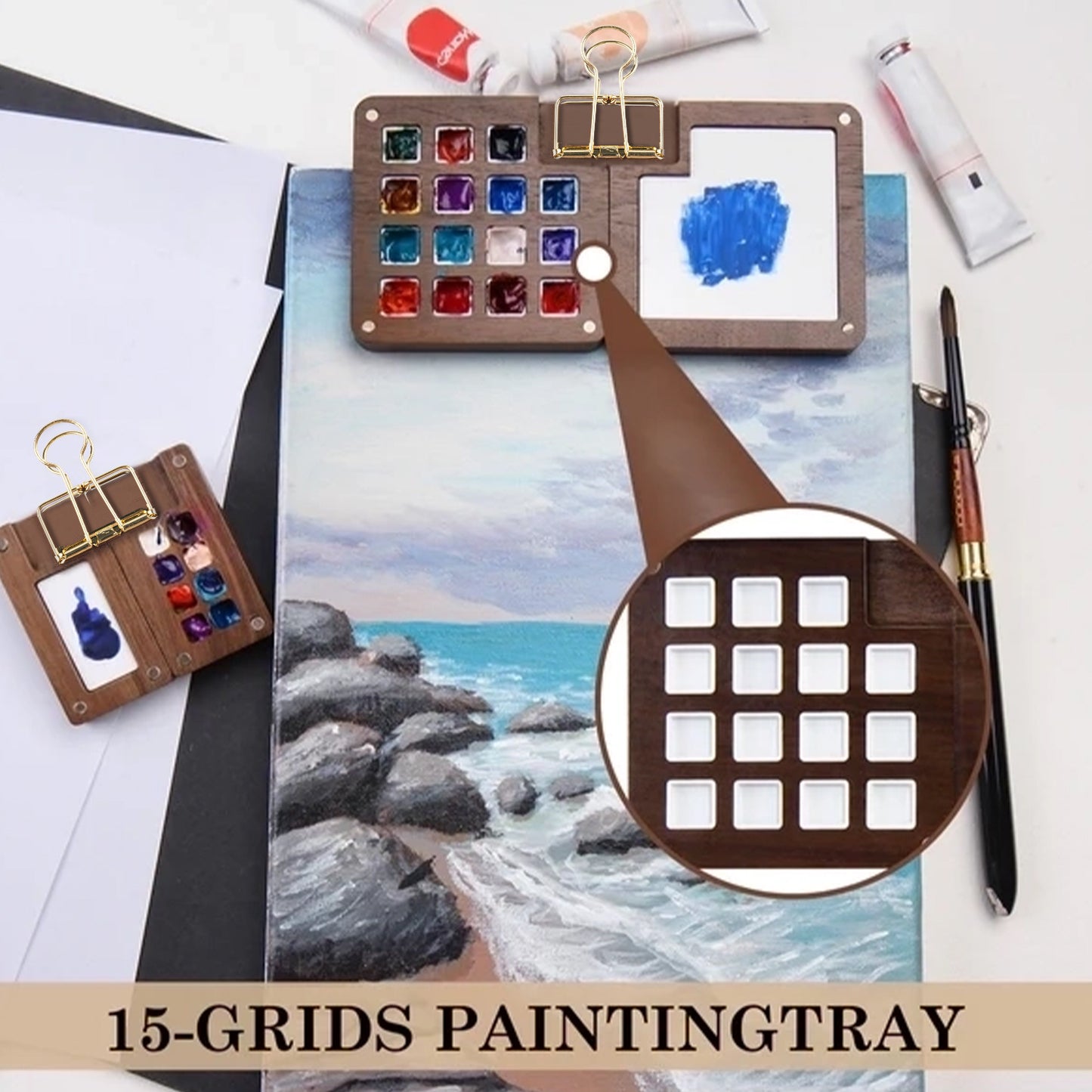 Fuumuui Mini Walnut Watercolor Paint Box
