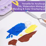 Fuumuui Art Supplies Einweg-Farbpaletten-Papierblock, 22,9 x 30,5 cm, mit lebendigen Acryl- und Ölfarben, die auf seiner Oberfläche gemischt und vermischt werden, was seine Vielseitigkeit, Säurefreiheit und geringe Ausblutung hervorhebt.
