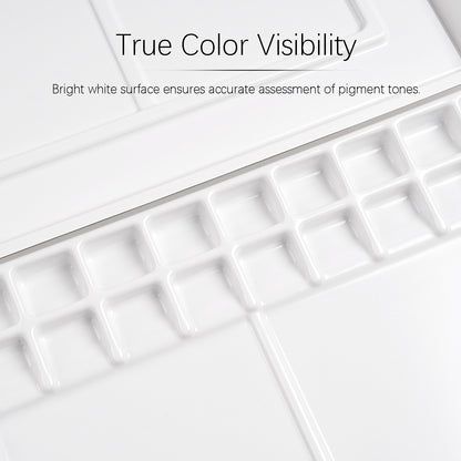 Fuumuui Professional 47-Well Watercolor Palette – Non-Stick Ceramic-Like Surface with Brush Holder and Tilted Spill-Proof Wells