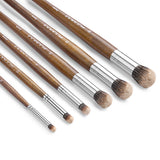 Fuumuui 6-Piece Badger Hair Dome Round Brush Set with wooden handles and silver ferrules, ideal Fuumuui art supplies for professional artists seeking precision and control.