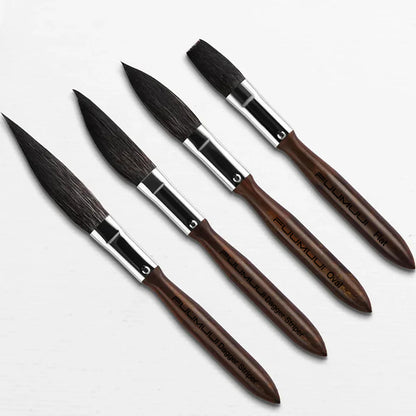 Fuumuui 4pcs Grey Squirrel Hair Watercolor Brushes