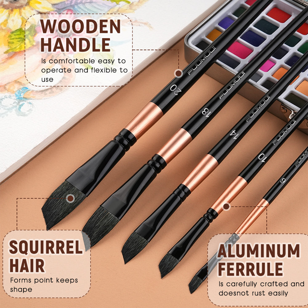 Fuumuui 5pcs Professional Watercolor Brushes