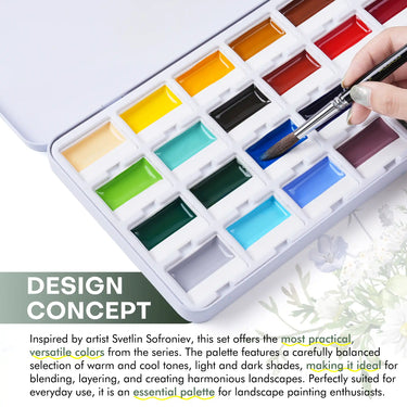Fuumuui CREAMORA 24-Color Opaque Semi-Solid Watercolor Paint Set | Timeless Tones