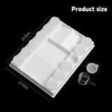 Palette de peinture Fuumuui à 12 godets avec zone de mélange et mini-pots de peinture étanches, indiquant les dimensions du produit de 20,6 cm x 15,6 cm.