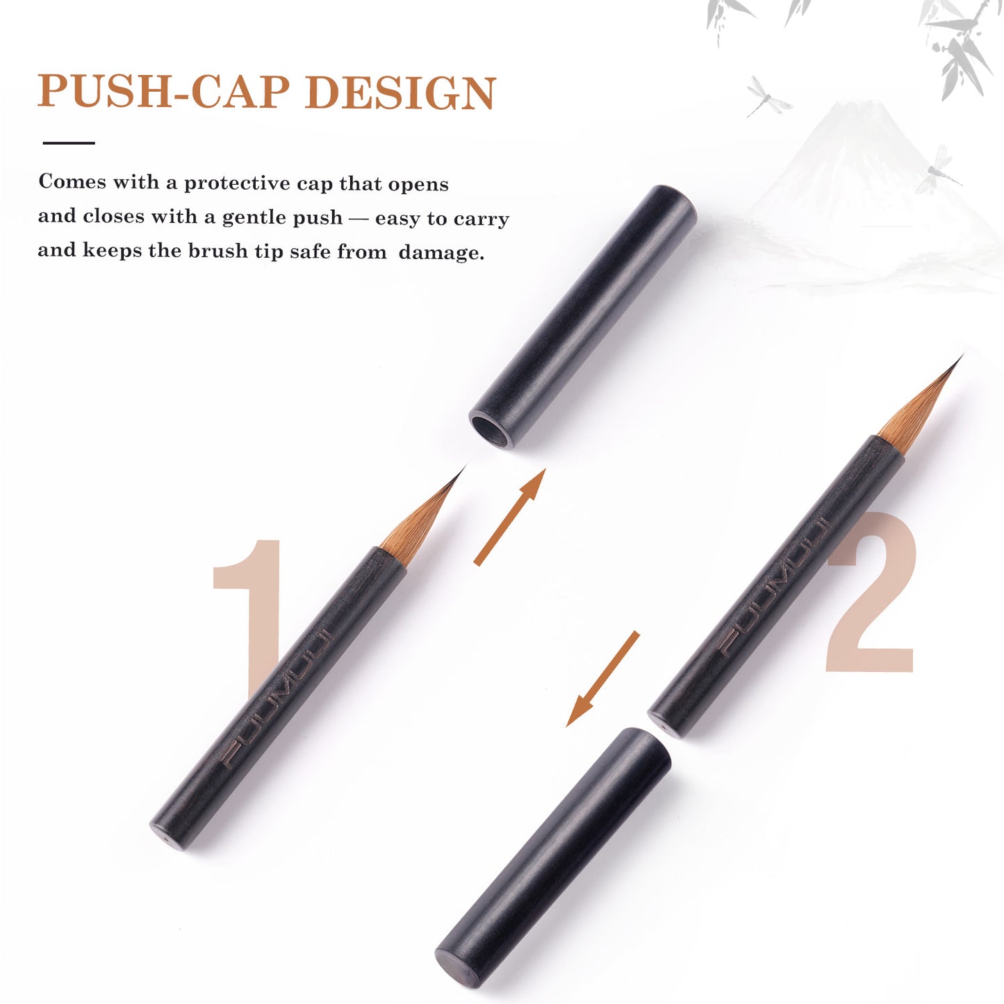 Fuumuui Portable Split-Body Weasel Hair Brush – Travel Calligraphy Brush with Cap Extension and Protective Design