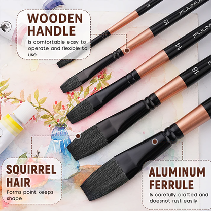 Fuumuui 5pcs Professional Watercolor Brushes