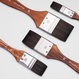 Fuumuui 4-teiliges Tierhaar-Flachpinselset für Kunstbedarf, mit Holzgriffen und Größen 20mm, 30mm, 40mm, 50mm.