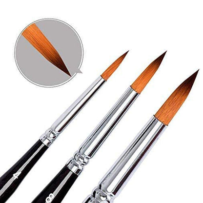 Fuumuui 3pcs Nylon Travel Watercolor Brushes