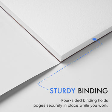 Fuumuui 7x10” 100% Cotton Cold Press Watercolor Block featuring its sturdy four-sided binding for secure pages.