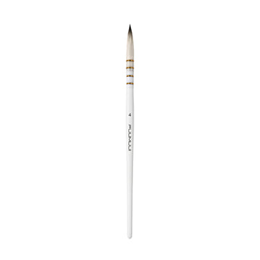 Fuumuui professional watercolor brush, size 4, with white handle and gold ferrule