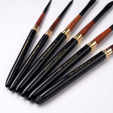 Fuumuui 6pcs high-grade pure squirrel hair travel watercolor brushes set, featuring detail, round, flat, cat's tongue, angle, and quill brush types.
