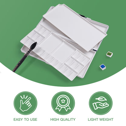 Fuumuui Watercolor Palette Folding with Lid 24wells 2 Mixing Areas and 1 Large Mixing Tray Also for Gouache Acrylic Paint Palette