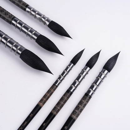 Fuumuui 6Pcs Professional Watercolor Brush with Printed Barrels