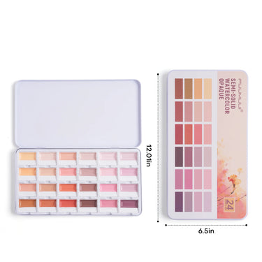 Fuumuui Creamora™ 24-Color Opaque Semi-Solid Watercolor Paint Set | Warm Terracotta