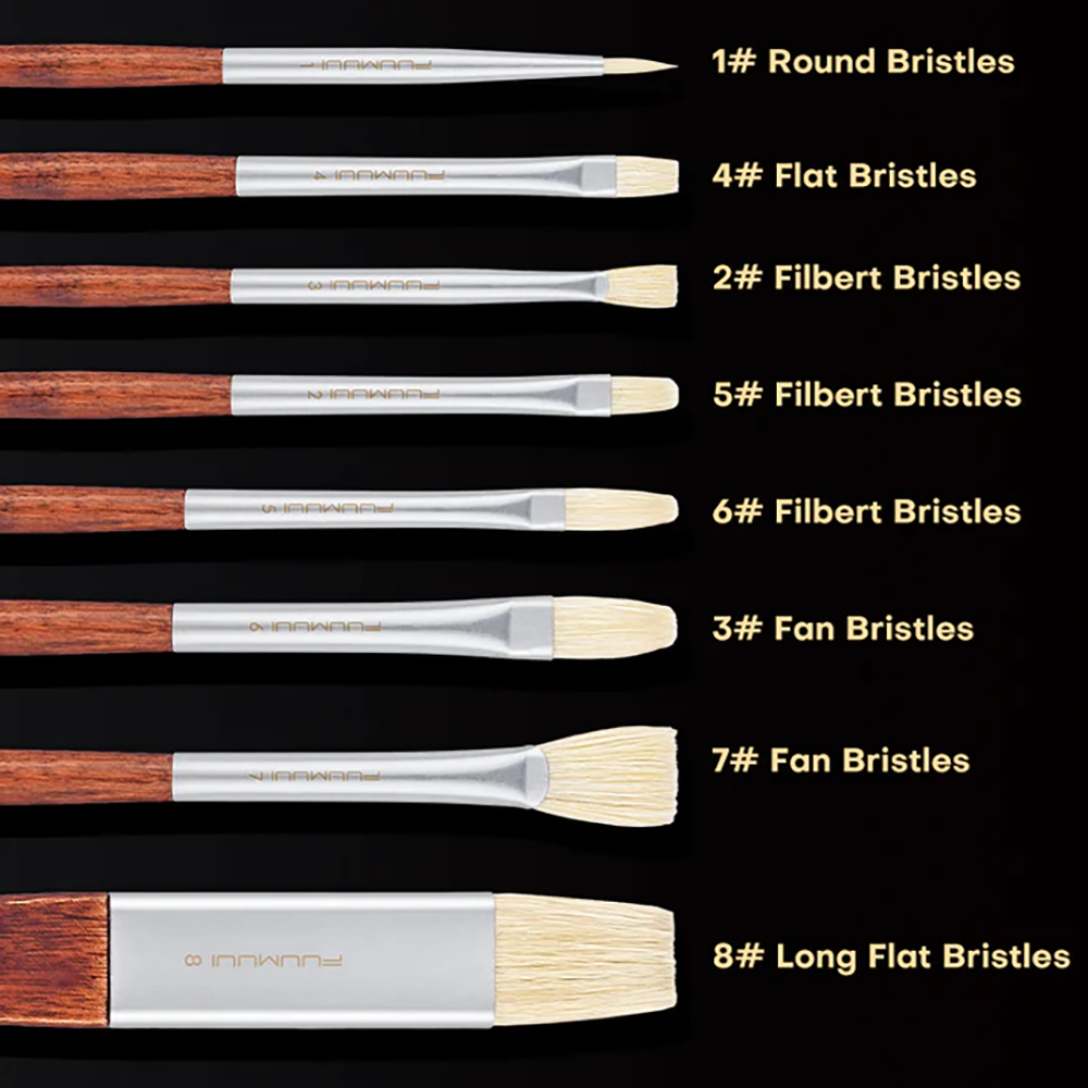 Fuumuui 13pcs Professional Bristle Oil Brushes