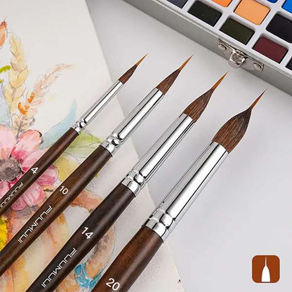 Fuumuui 4pcs/6pcs Professional Sable Watercolor Brushes