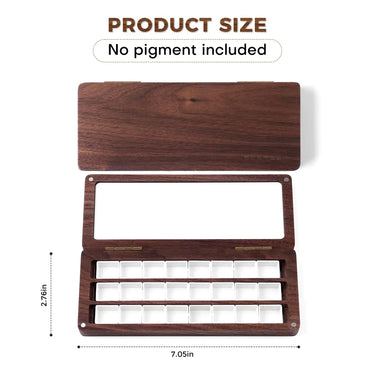 Fuumuui 24 Half Pan Walnut Wood Watercolor Palette Box – Empty Travel Set with Mixing Lid