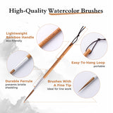 Pinceau Fuumuui de haute qualité à pointe longue en poils d'animaux pour aquarelle et calligraphie avec manche en bambou léger, pointe fine pour un travail de ligne détaillé, virole durable et boucle facile à accrocher, idéal pour les fournitures d'art.