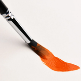 Fuumuui professional squirrel watercolor brush creating a vivid orange stroke on white paper.