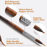 Pennello professionale per acquerello Fuumuui con manico in betulla ben bilanciato, ghiera nichelata, peli superiori di zibellino e setole sintetiche di alta qualit¨¤.