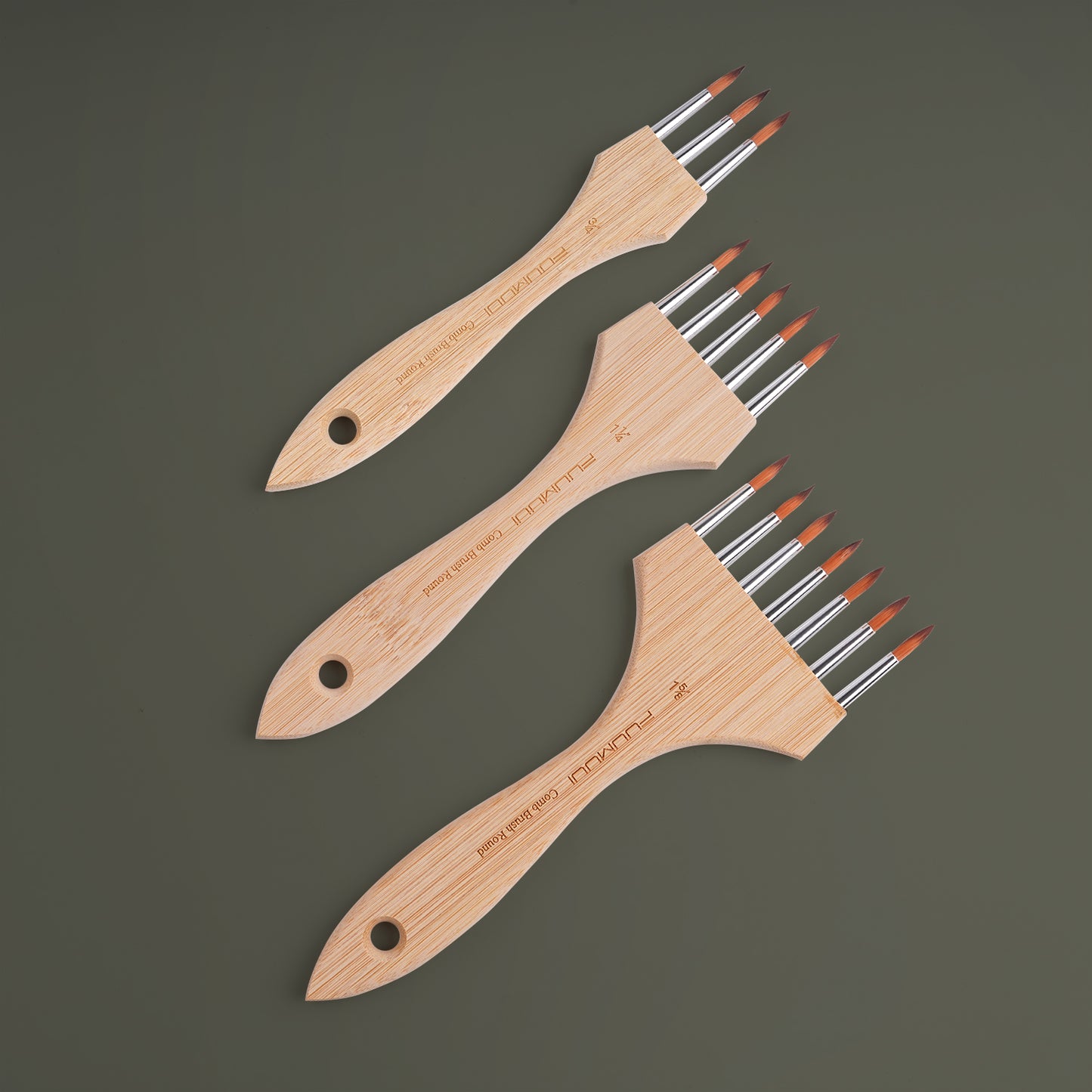 Fuumuui Multi-Head Nylon Bristle Tip Round Comb Brush – Designed for Special Effects and Creative Textures, Suitable for Watercolor, Acrylic, Gouache Painting