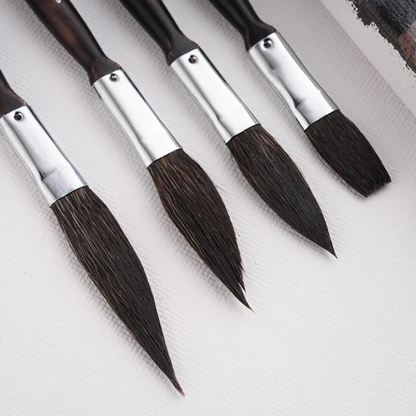 Fuumuui 4pcs Grey Squirrel Hair Watercolor Brushes