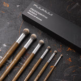 Fuumuui 6-piece badger hair dome round brush set for professional artists, featuring precision art brushes with wooden handles and a premium box.