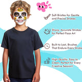 Fuumuui 7-teiliges Set Gesichts- und Acrylmalpinsel zum Erstellen einer komplizierten Totenkopf-Gesichtsbemalung auf einem Kind, wobei die weichen Borsten für sanfte, präzise, hochwertige und leicht zu reinigende Striche hervorgehoben werden, die sich perfekt für jede kreative Gesichtsgestaltung eignen.