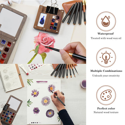 Fuumuui Mini Walnut Watercolor Paint Box