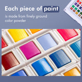 Set di colori ad acquerello Fuumuui da 48 colori, cialde vivaci realizzate con polvere di colore finemente macinata.