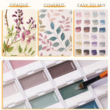 Articoli per belle arti Fuumuui, set di acquerelli semi-solidi opachi da 24 colori con colori tenui, che mostra una ricca opacit¨¤, un'eccellente copertura, una facile miscelazione e la tavolozza con un pennello.