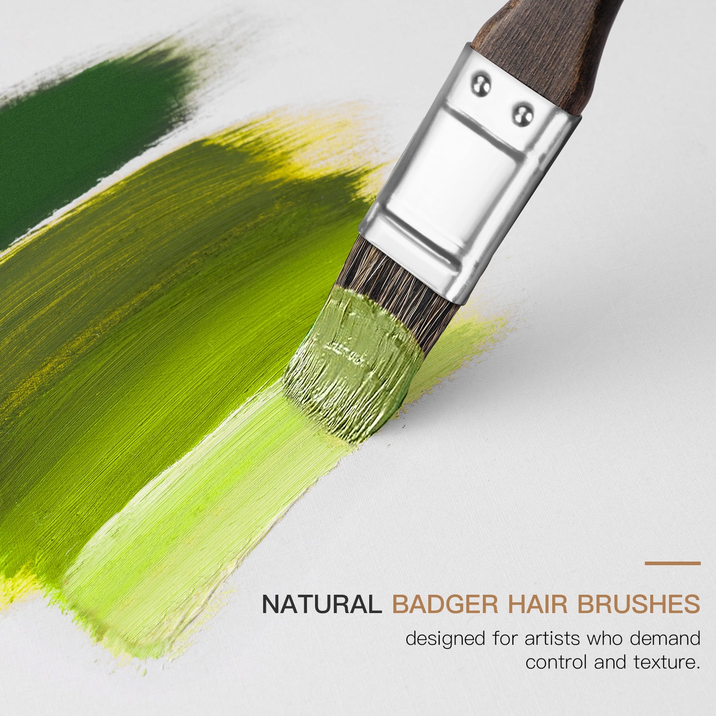 Oil Paint Brush Set - 15 Pieces Professional Natural Badger Hair Paint Brushes, Artist Paint Brush Set for Canvas Painting Acylic with Palette Knife