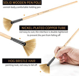 FUUMUUI Artist Fan Paint Brush Set of 6, Hog Bristle Natural Hair Anti-Shedding Brush Tips, Long Wooden Handle for Comfortable Holding, Great for Acrylic Watercolor Oil Painting