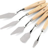 Fuumuui Art Supplies 5-piece stainless steel palette knives with wood handles for oil, acrylic painting and color mixing.