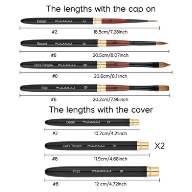 Fuumuui 4pcs Natural Sable Travel Watercolor Brushes
