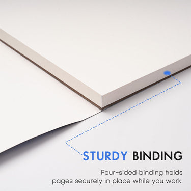 Fuumuui 100% Baumwolle Aquarellblock, der seine stabile vierseitige Bindung zeigt, die die Seiten für Künstler sicher hält.
