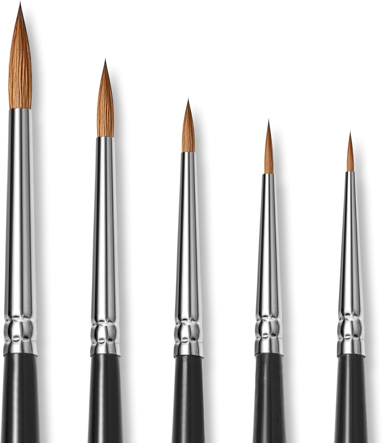 Fuumuui 5pcs Professional Kolinsky Sable Detail Brushes