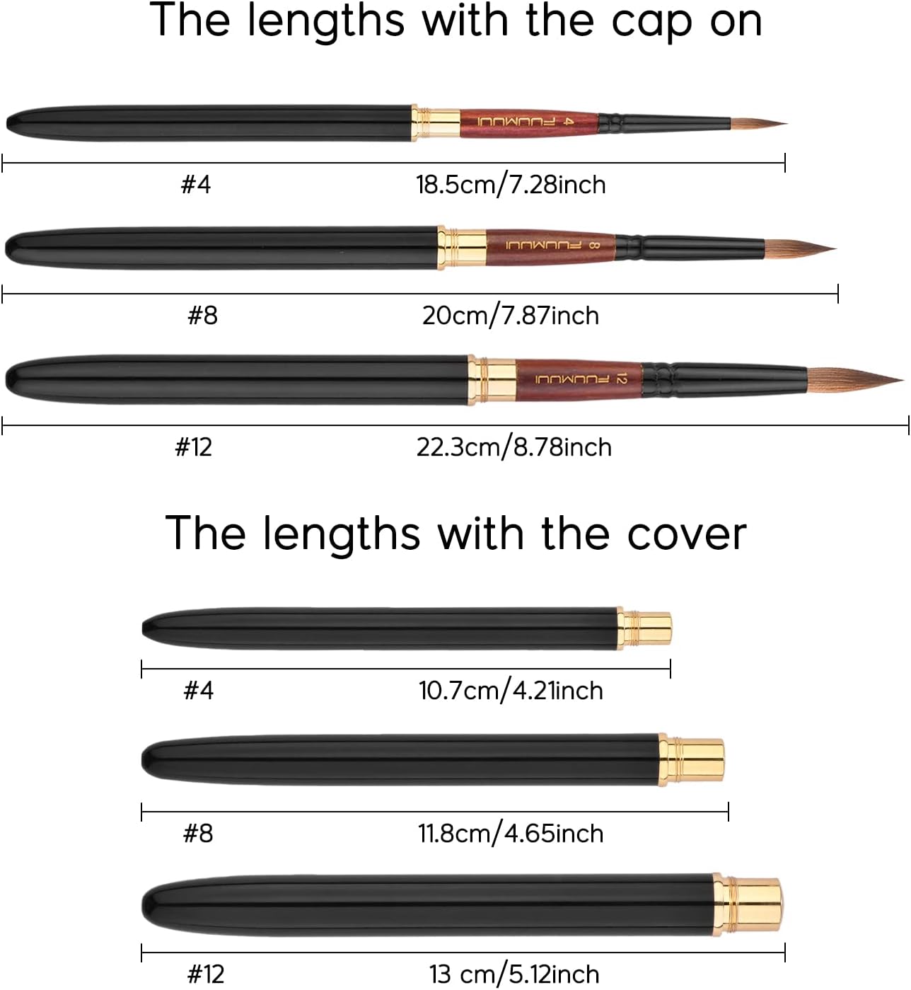 Fuumuui 3pcs Sable Travel Watercolor Brushes with 20 Sheets 5.8" x 8.3" Watercolor Paper Pad