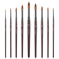 Fuumuui 9pcs Professional Sable Watercolor Brushes set, featuring round tips in various sizes.