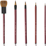 Fuumuui 5Pcs professional watercolor brush set with synthetic goat mixed hair, including flat, round, and liner brushes, perfect for watercolor, pottery, acrylic, and gouache art supplies.