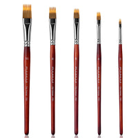 FUUMUUI 5-Piece Dual-Layer Synthetic Flat Grainer Brush Set for Watercolor & Acrylic