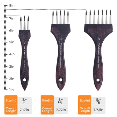 Pennelli a pettine rotondi in nylon multi-testa Fuumuui nelle misure 3/4, 1 1/4 e 1 5/8 di pollice, forniture artistiche Fuumuui ideali per creare texture ed effetti speciali.