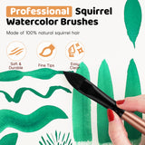 Fuumuui Professional Cat Tongue Squirrel Hair Pointed Tip Watercolor Artist Paint Brush Set Watercolor Acrylic Drawing Paint Set