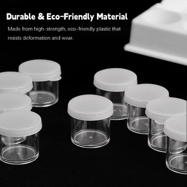 Mini-pots de peinture étanches Fuumuui fabriqués à partir de plastique transparent durable et écologique avec des couvercles blancs, idéaux pour les fournitures d'art aquarelle, acrylique et gouache.