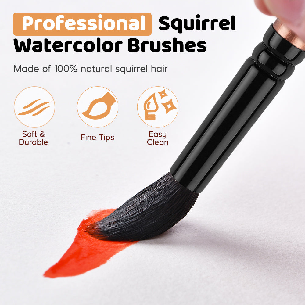 Fuumuui 7pcs Professional Sable Watercolor Brushes