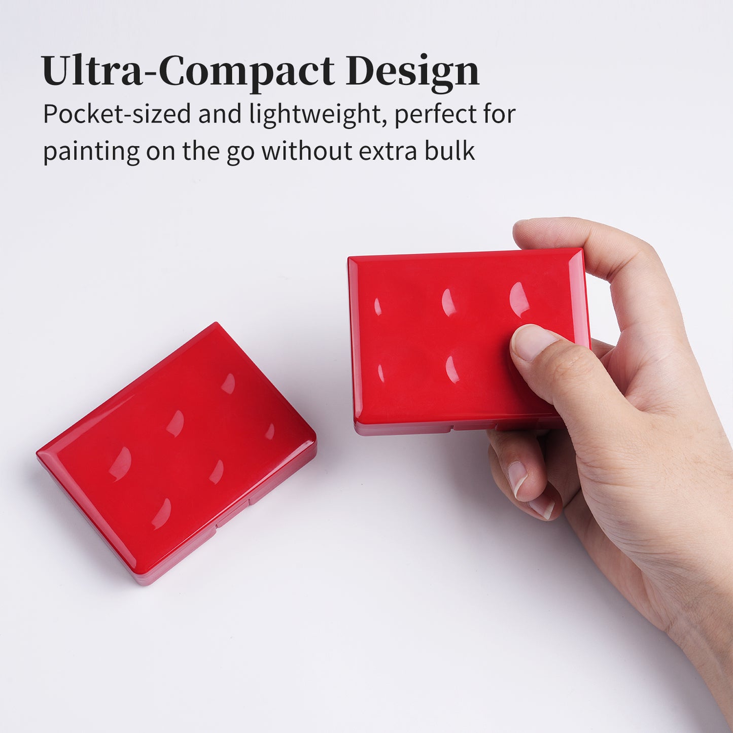 Watercolor Palette Box Portable 24 & 12 Holes Palette Box Mini Size Red Palette with Lid for Watercolor
