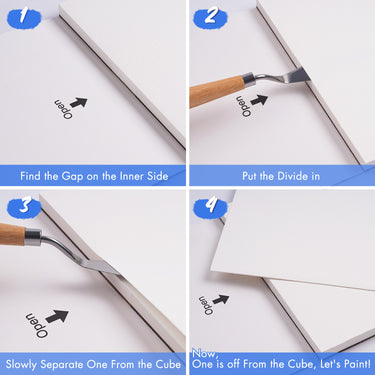 Fuumuui Watercolor Block 7x10 100% Cotton Cold Press usage guide: steps to easily separate a sheet of paper from the block with a palette knife for painting with Fuumuui art supplies.