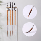Fuumuui Fournitures d'art : Ensemble de 4 pinceaux à pointe longue en poils d'animaux avec manches en bambou pour aquarelle et calligraphie.