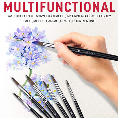 Fuumuui 6pcs Professional Squirrel  Watercolor Brushes