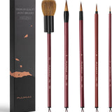 Fuumuui 5Pcs Professional Watercolor Brushes Set, synthetic goat mixed hair, featuring flat, round, and liner detail paint brushes, for watercolor, acrylic, gouache, and pottery art supplies.